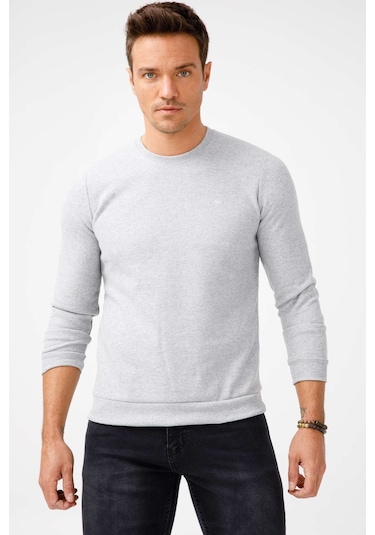 İgs Erkek Gri Standart Bisiklet Yaka Triko Gri