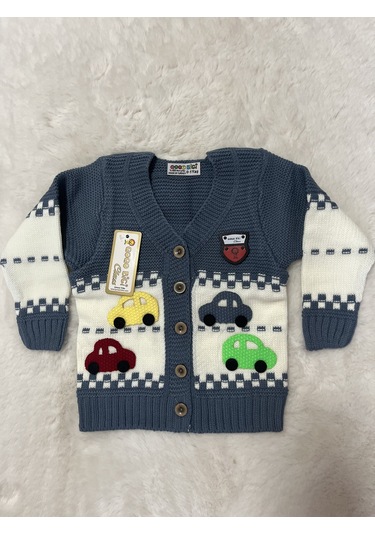 Sarı Yeşil Arabalı Hırka Bej