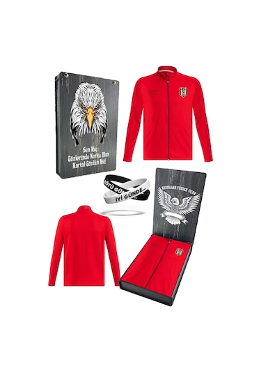 Beşiktaş Lisanslı Fermuarlı Dik Yaka Sweat + Bileklik Set Kutulu 001