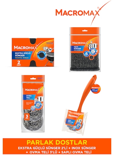 Parlak Dostlar Temizlik Seti Sünger Ve Ovma Teli Paketi