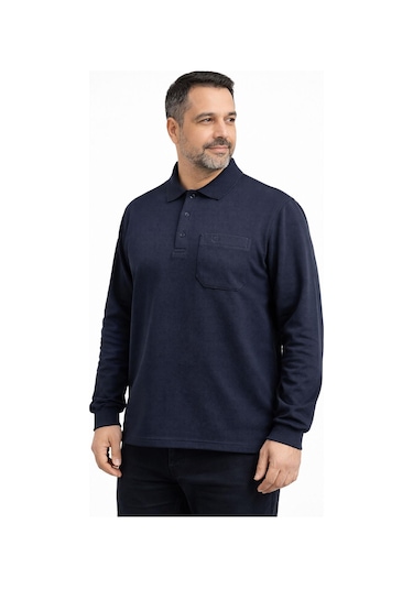 Classics Men Simenti Regular Fit Polo Yaka Uzun Kol Sweatshirt - 7566 Lacivert