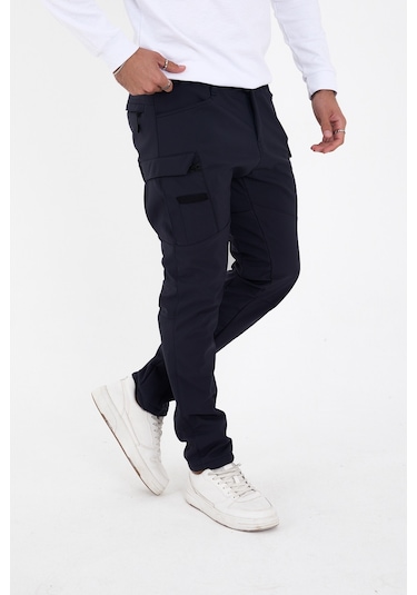 Camp Scoutland Camp592 Outdoor Softshell Su ve Rüzgara Dayanıklı içi Polarlı Kışlık Erkek Lacivert Taktik Pantolon Lacivert