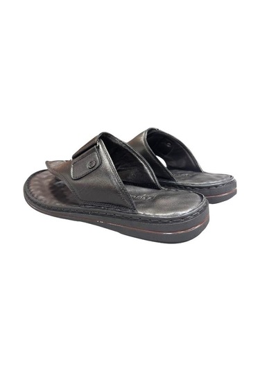 Pierre Cardin Parmak Arası Puflu Taban Hakiki Deri Erkek Terlik Siyah