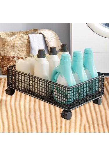 Suntek Lavabo Altı Düzenleyici 1 Katlı Tekerlekli Depolama Siyah