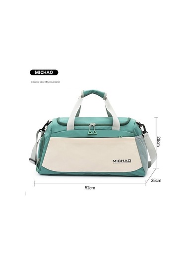Carrier- Kadın Seyahat Spor Çantası - Yeşil Beyaz Büyük Boy -
