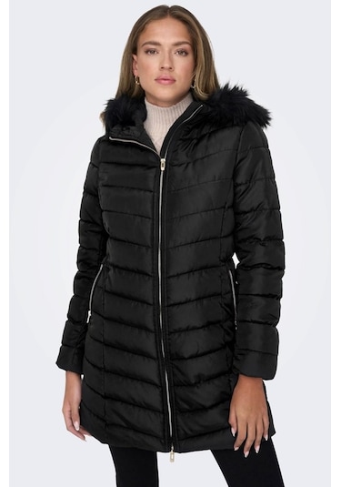 Only Onlellan Quılt Hood Fur Coat Lıfe Cc Otw 001