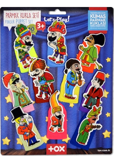 Tox Karagöz . Hacivat 10 Parça Parmak Kukla Set T224