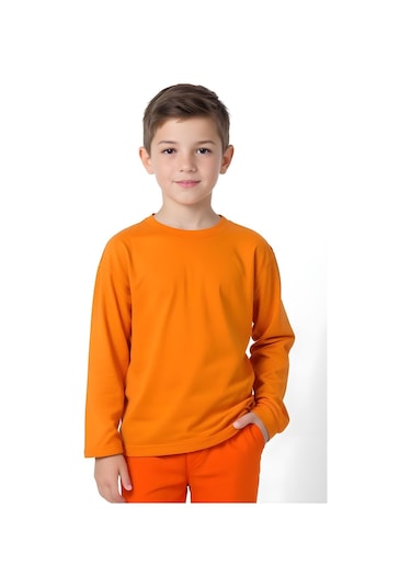 Fyk Kids Düz Basic Unisex Sweatshirt Turuncu