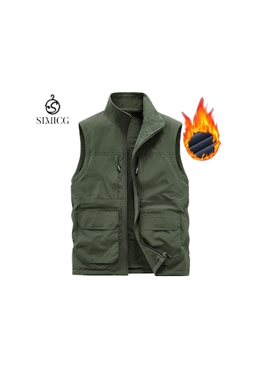 Erkekler İçin Çift Taraflı Polar Yelek Yeşil