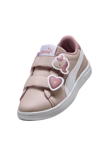 Puma Puma Puma Smash 3.0 Badges V Ps Kız Çocuk Beyaz Günlük Ayakkabı 8539 Pembe