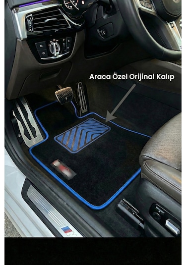 Bmw 3 Serisi E21 Sport Line Oto Paspas Siyah Halı Mavi Kenar
