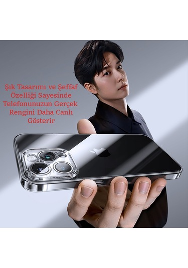 İphone 15 Pro Max Şeffaf Kılıf Kamera Korumalı 0.7mm Fit Silikon