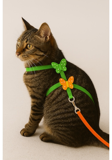 Mıt Kedi Göğüs Tasması Kelebekli Yeşil