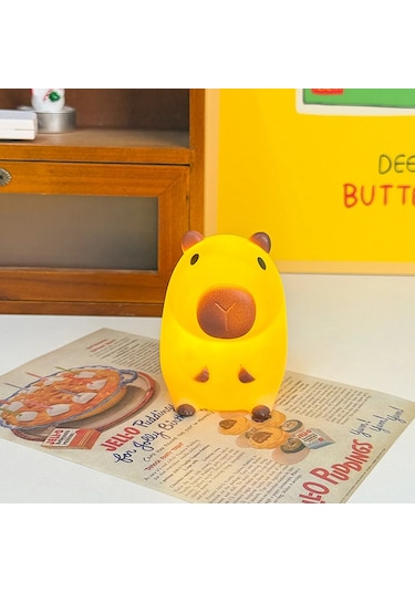 Şirin Mini Kapibara Gece Lambası Pille Çalışan Karikatür Lamba 4 Çok Renkli