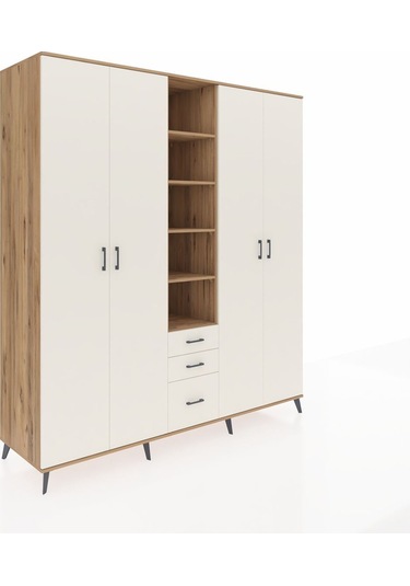 Kronos Dolap 17 Raflı 3 Çekmeceli 4 Kapaklı 220x59x243 Çam-aytaşı/aytaşı Aytası/aytası