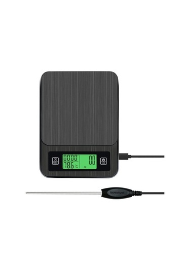 Dancemonkey Dijital Mini Terazi 3kg 0.1g Lcd Arkadan Aydınlatmalı Ekran Ve Sıcaklık Probu İle Cep Tipi Ağırlık Gramları Siyah Siyah