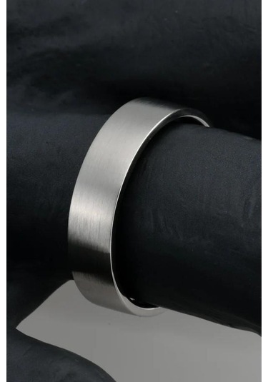 6mm Mat Düz Model Unisex Kadın Erkek Çelik Alyans Yüzük Cl29 Beyaz