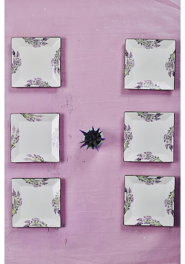 Piatti Naturali 6'lı Lavanta Pasta Tabak Seti Tatlı Sunum Seti Servis 20cm