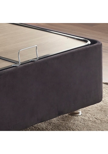 Nironyatak Niron Ela Baza -140X190 Cm Çift Kişilik Sandıklı Siyah Kumaş Baza