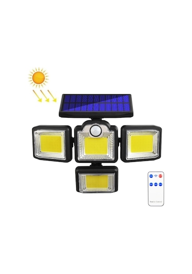 Cbtx Bahçe Aydınlatma Tg-ty085 Uzaktan Kumandalı Vücut Algılamalı Güneş Enerjili 4 Kafalı Dö Duvar Lambası Dış Bahçe Ayd. 52785560