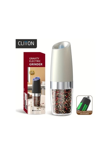 Honeybeeshop 1 Adet 2 Adet Beyaz Plastik Gövdeli Yerçekimi Aktifli Elektrikli Tuz Karabiber Değirmeni Otomatik Öğütme Led Işıklı Ahşap