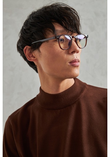 Erkek Yarım Balıkçı Oversize Basıc Triko Kazak Kahverengi