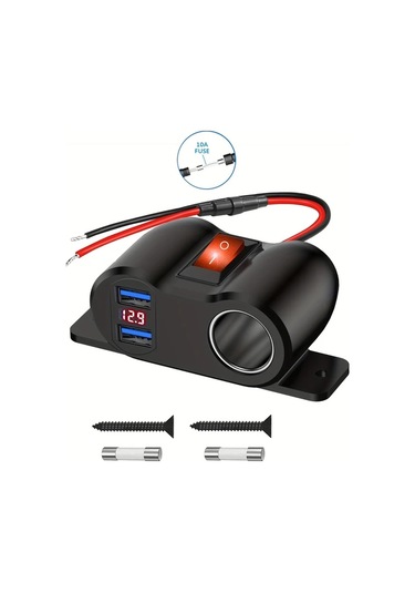 Xuweiwei 12v Çift Usb Çıkışlı Kırmızı Işık Çift Qc30 Voltmetreli Araç Şarj Cihazı 12 Volt Adaptör Tekne Deniz Kamyon Karavan Golf Utv