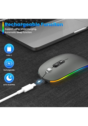 Kablosuz Led Fare Sessiz 2.4g Şarj Edilebilir Dizüstü Bilgisayar Faresi Diğer