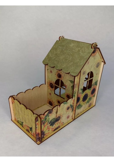 Woodiks Çay Evi, Renkli Baskılı Çevreye Uygulanmış. 222574125 Bej