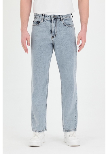 Polo State Erkek Baggy Fit Kot Pantolon Kar Yıkama Açık Gri Melanj