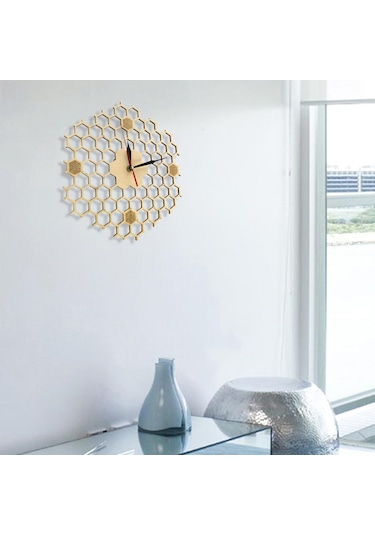 Homyl Altıgen Ahşap Duvar Saati Sessiz Kuvars Saatleri Oturma A A