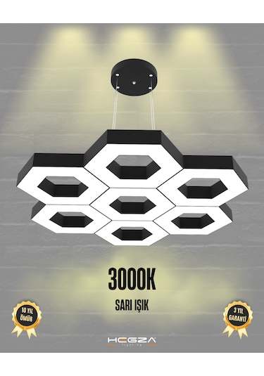 Miele Siyah Kasa, Sarı Işık Modern Sarkıt Led Avize Siyah