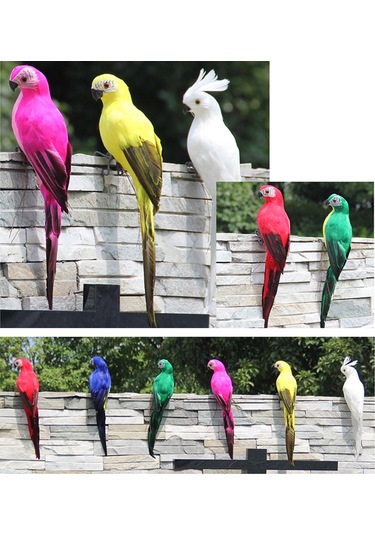 Tenfowee 35cm Sarı Köpük Ve Tüy Simülasyon Papağan - Ev Dekorasyonu, Vitrin Ve Bahçe Süs Eşyası