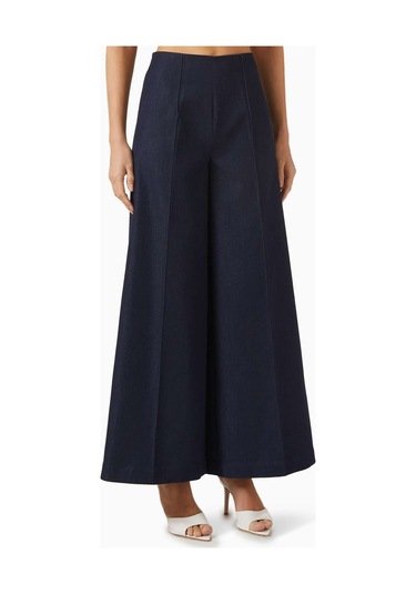 Eegen Studio Korean Twill Geniş Paça Pantolon Şık Dikiş Detayı Ve Rahat Fit Mavi