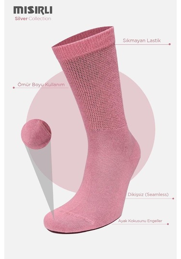 Mısırlı Kadın %10 Gümüş Madeni İçerikli Pembe Soket Çorap M 78000 P Pembe