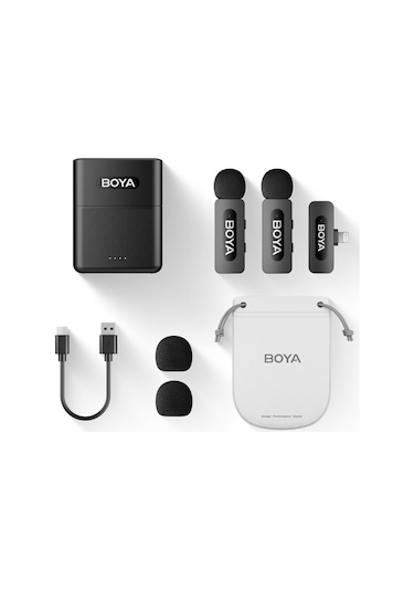 Boya By-v3 İki Kişilik Iphone 11/12/13/14 Lightning Uyumlu Kablosuz Yaka Mikrofonu