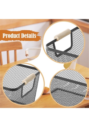 Suntek Ahşap Saplı Metal Tel Saklama Sepeti Makyaj Düzenleme Siyah