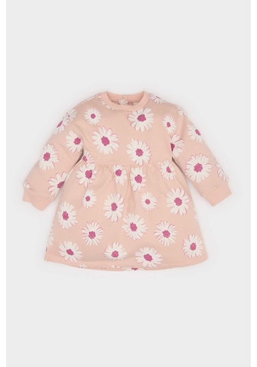 DeFacto Kız Bebek Çiçekli Uzun Kollu Elbise E5788A525SPPN672 Pembe