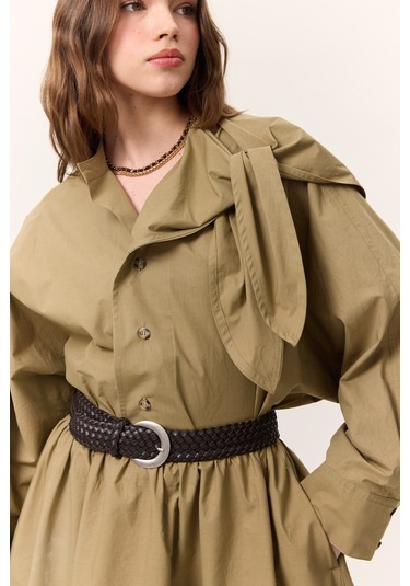 Örgü Deri Tokalı Kemer Kahverengi Kahverengi