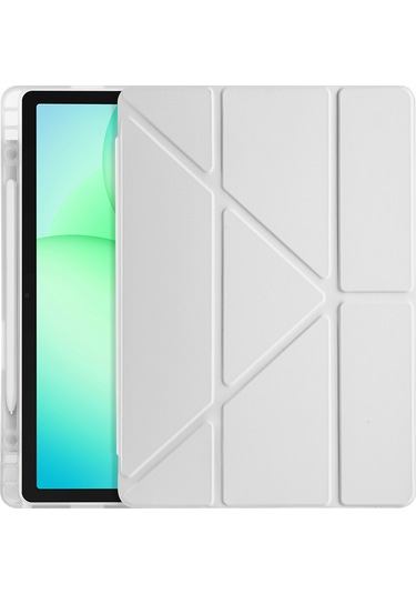 Galaxy Uyumlu Tab A11 Plus Kılıf Mkst Tri Folding Kalem Bölmeli Standlı Kılıf - Siyah Tablet Kılıfı