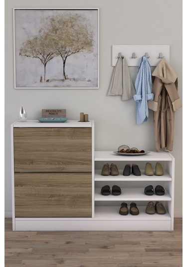 Anatolia 2 Kapak Kayar Raflı Ayakkabılık Çam Çam