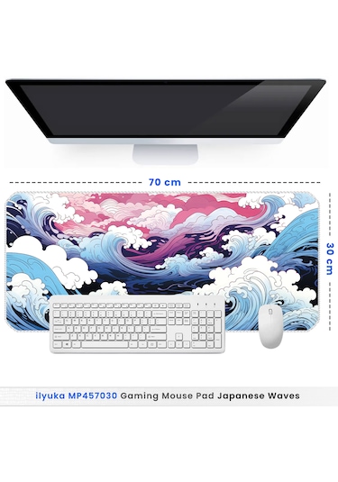 İlyuka Mousepad 70x30cm Büyük Boy Xl Mp457030 Japanese Waves
