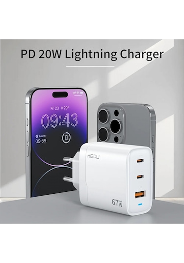 Hp-c32 67 Watt Gan Şarj Adaptörü 100 Cm Kablo 3-port Fast Charger