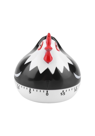 Xindoker Küçük Tavuk Desenli Mekanik Mutfak Zamanlayıcı - 55 Dakika Geri Sayım, Yüksek Sesli Alarm, Pp Malzeme Siyah