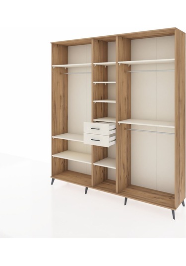 Hyperion Dolap 10 Raflı 2 Çekmeceli 3 Askılı 220x44x243 Çam-aytaşı/aytaşı Aytası/aytası