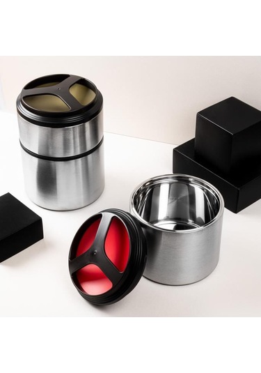 Tedemeı Kırmızı Paslanmaz Çelik Yuvarlak Termos 1l Kırmızı