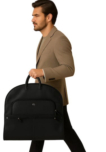 Takım Elbise Seyahat Çantası Deri Çok Amaçlı Siyah