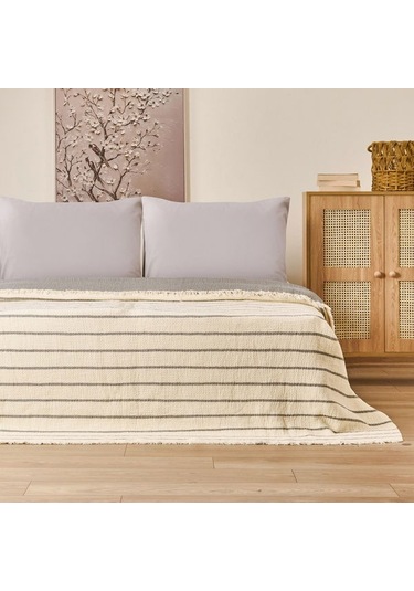 Evidea Soft Serena Çift Kişilik Yatak Örtüsü - Ekru / Antrasit - 230x250 Cm Ekru / Antrasit