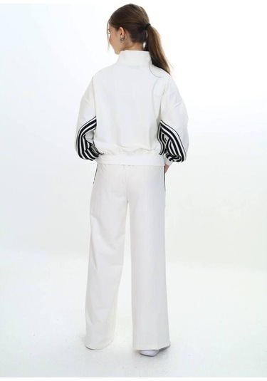 Kız Çocuk %100 Pamuk Oversize Alt&üst Uzun Kol Eşofman Takımı-183-eşt-0023 Beyaz