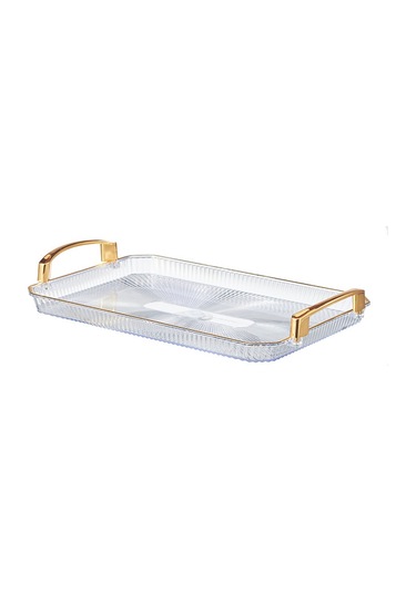 Springsun Altın Plated Versatil Servis Tabağı - Meyve, Çay, Pastane, Pasta Taşı - 36x24x5.3 Cm Orta Boy - Lüks Dekor Ve Hediye Seçeneği